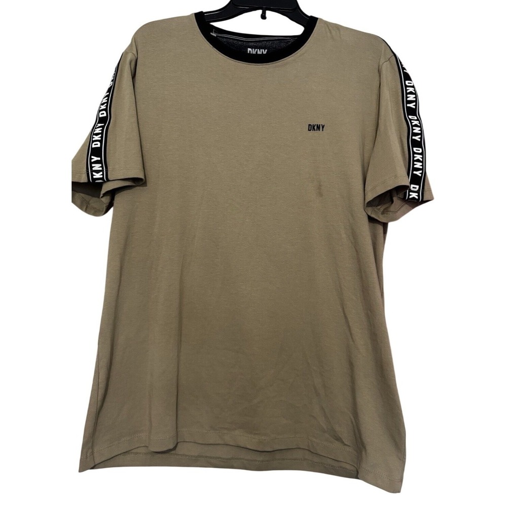 DKNY Men's Cotton‎ Blend Logo Casual Look T-Shirt  Beige/Black